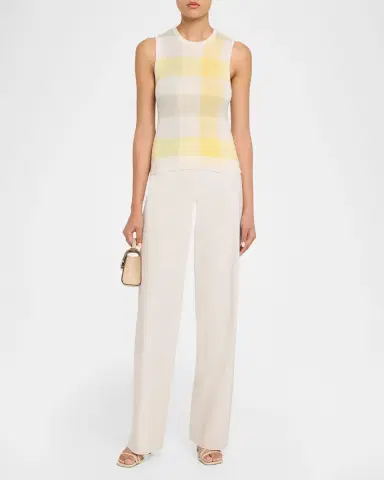 Vince Plaid Crewneck Sleeveless Top | Thumbnail 2 Vince Plaid Crewneck Sleeveless Top | Thumbnail 2