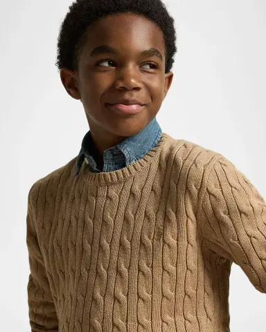 Polo Ralph Lauren Boy's Mini-Cable Cotton Crewneck Sweater, Size S-X | Thumbnail 5