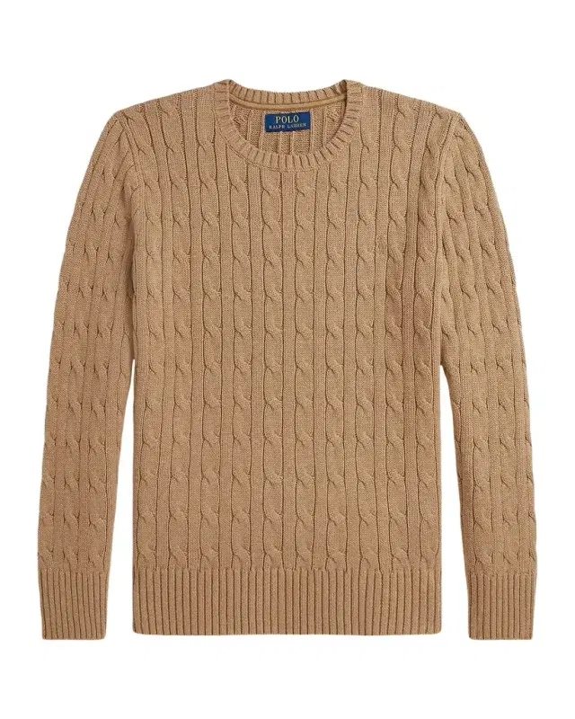 Boy 's Mini-Cable Cotton Crewneck Sweater, Size S-X