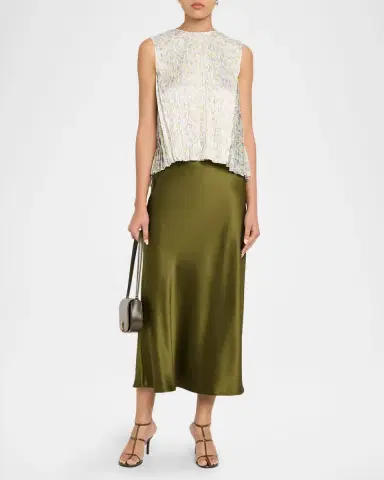 Vince Citrine Bloom Pleated Satin Top | Thumbnail 2