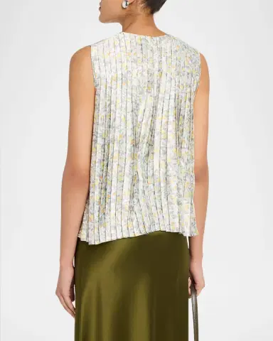 Vince Citrine Bloom Pleated Satin Top | Thumbnail 3