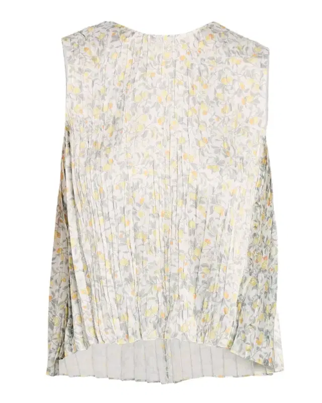 Vince Citrine Bloom Pleated Satin Top