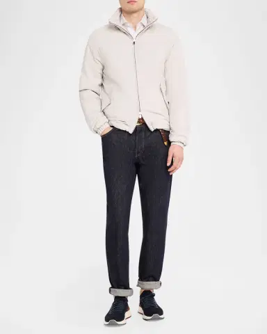 Brunello Cucinelli Men's Thermor Stand Collar Full-Zip Jacket | Thumbnail 2