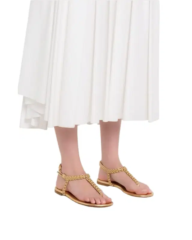 Gianvito Rossi Braided Metallic Leather Flat Thong Sandals