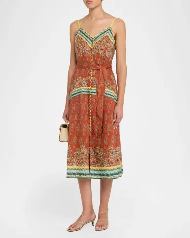 Elie Tahari The Brooks Lace-Trim Floral Midi Dress | Thumbnail 4