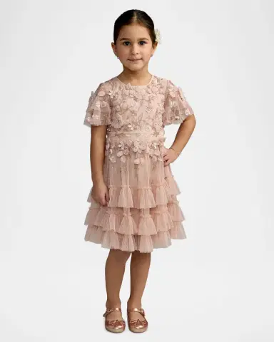 Mac Duggal Girl's Embellished Flutter-Sleeve Ruffle Dress, Size 4-14 | Thumbnail 2