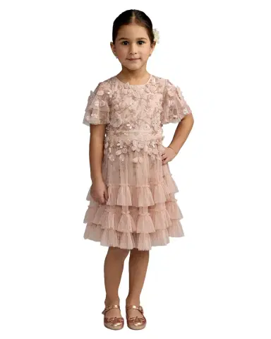 Mac Duggal Girl's Embellished Flutter-Sleeve Ruffle Dress, Size 4-14 | Thumbnail 4