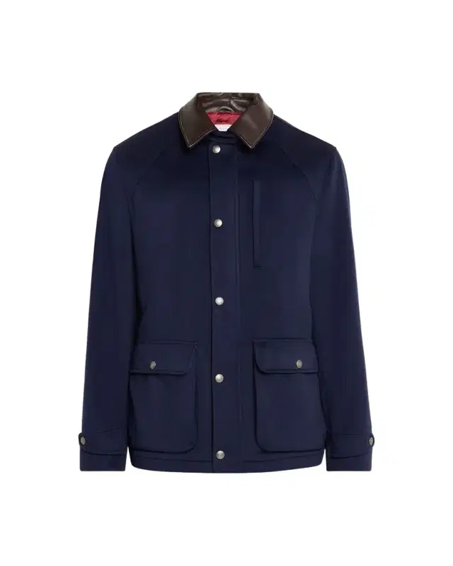 Men 's Wool Leather-Trim Field Jacket