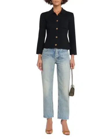 Saint Laurent Wool Button-Front Polo Cardigan | Thumbnail 1 Saint Laurent Wool Button-Front Polo Cardigan | Thumbnail 1