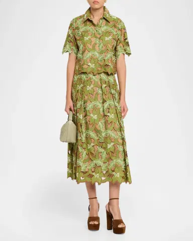 Elie Tahari The Hailey Pleated Floral Lace Midi Skirt | Thumbnail 2 Elie Tahari The Hailey Pleated Floral Lace Midi Skirt | Thumbnail 2