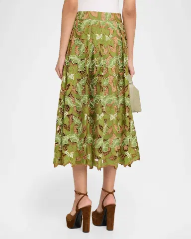Elie Tahari The Hailey Pleated Floral Lace Midi Skirt | Thumbnail 3 Elie Tahari The Hailey Pleated Floral Lace Midi Skirt | Thumbnail 3