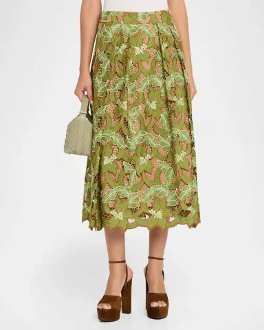 Elie Tahari The Hailey Pleated Floral Lace Midi Skirt | Thumbnail 4 Elie Tahari The Hailey Pleated Floral Lace Midi Skirt | Thumbnail 4