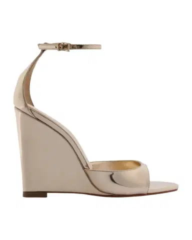 Schutz 100mm Scarlett Metallic Leather Wedge Sandals | Thumbnail 1