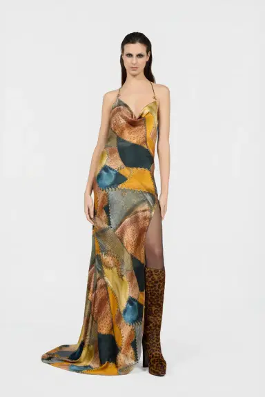 Roberto Cavalli Patchwork Print Silk Slip Dress | Thumbnail 2 Roberto Cavalli Patchwork Print Silk Slip Dress | Thumbnail 2