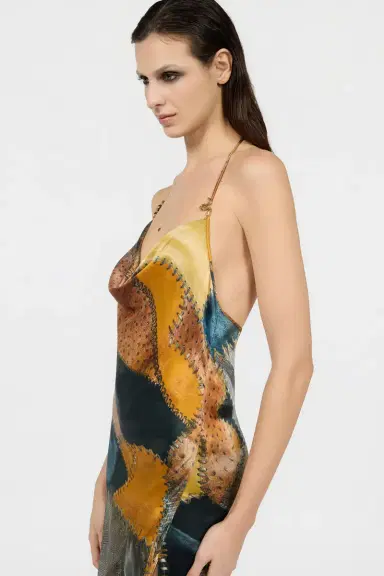 Roberto Cavalli Patchwork Print Silk Slip Dress | Thumbnail 4 Roberto Cavalli Patchwork Print Silk Slip Dress | Thumbnail 4