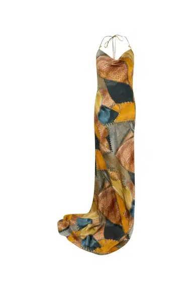 Roberto Cavalli Patchwork Print Silk Slip Dress | Thumbnail 1 Roberto Cavalli Patchwork Print Silk Slip Dress | Thumbnail 1