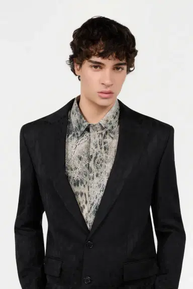 Roberto Cavalli Black Jacquard Tailored Jacket | Thumbnail 4 Roberto Cavalli Black Jacquard Tailored Jacket | Thumbnail 4