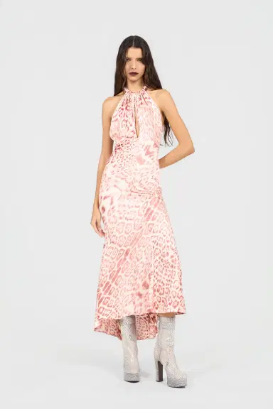 Roberto Cavalli Jaguar Pink Print Midi Dress | Thumbnail 2 Roberto Cavalli Jaguar Pink Print Midi Dress | Thumbnail 2