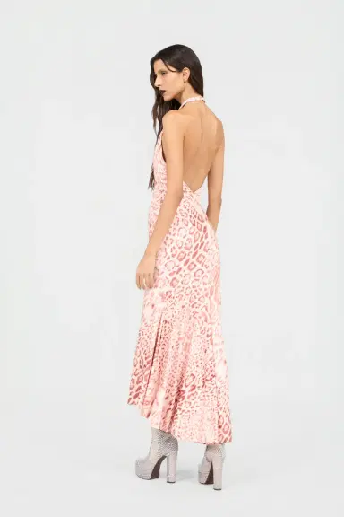 Roberto Cavalli Jaguar Pink Print Midi Dress | Thumbnail 3 Roberto Cavalli Jaguar Pink Print Midi Dress | Thumbnail 3