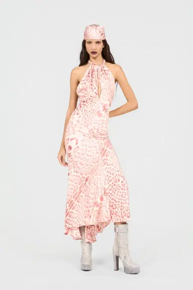 Roberto Cavalli Jaguar Pink Print Midi Dress | Thumbnail 6 Roberto Cavalli Jaguar Pink Print Midi Dress | Thumbnail 6