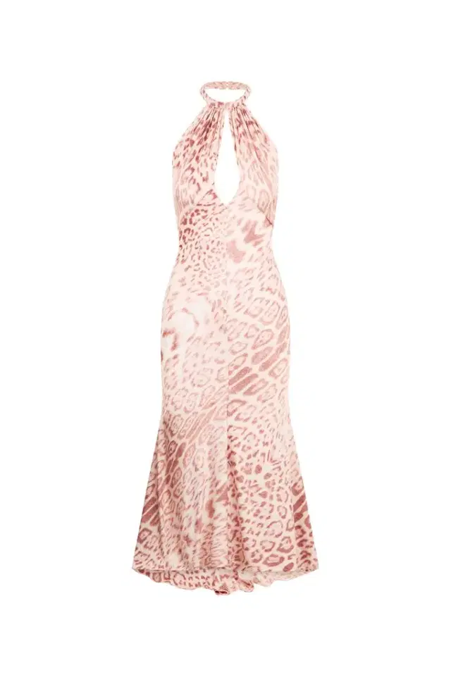 Jaguar Pink Print Midi Dress