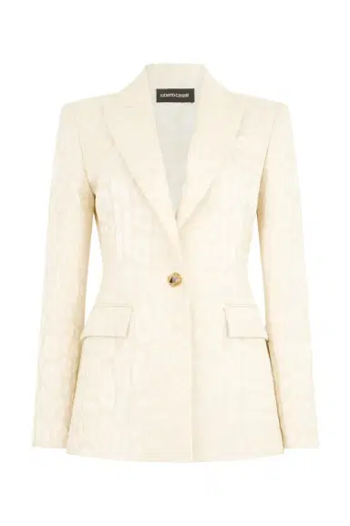 Roberto Cavalli Ivory Jacket With Jaguar Motif | Thumbnail 1 Roberto Cavalli Ivory Jacket With Jaguar Motif | Thumbnail 1