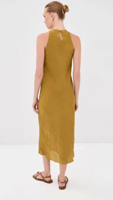 Tibi The Crinkle Slip Midi Bias Dress Mustard 6 | Thumbnail 3