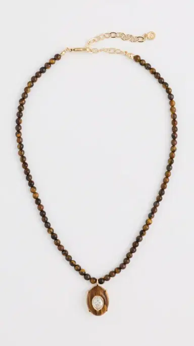 Ettika Modern Beaded Pendant Necklace Tiger's Eye One Size | Thumbnail 2