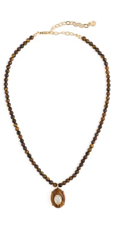 Ettika Modern Beaded Pendant Necklace Tiger's Eye One Size | Thumbnail 1
