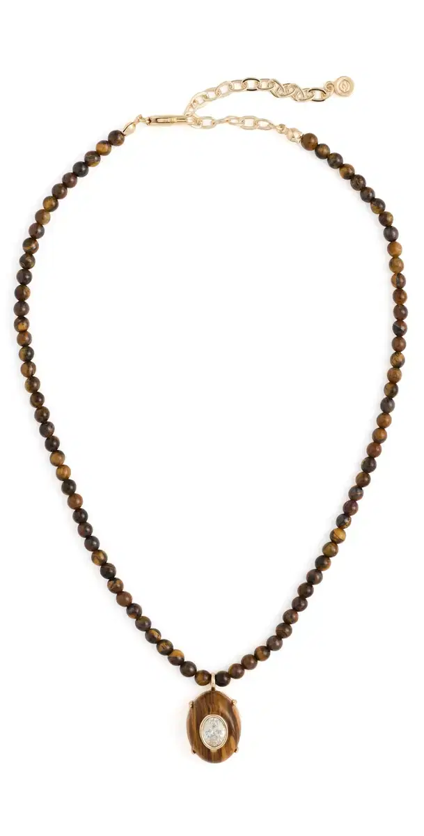 Ettika Modern Beaded Pendant Necklace Tiger's Eye One Size