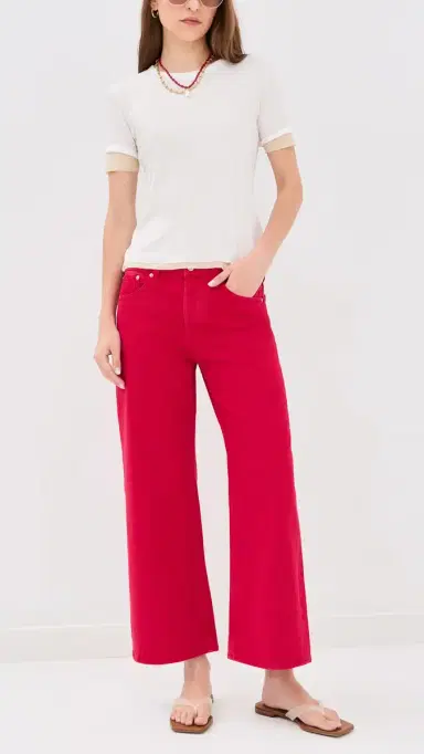 Madewell Low-Slung Baggy Crop Jeans in Varsity Red Varsity Red | Thumbnail 5