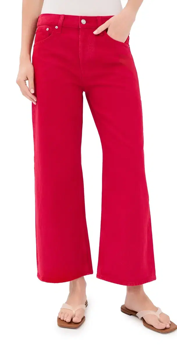 Low-Slung Baggy Crop Jeans in Varsity Red Varsity Red