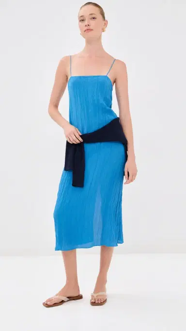 Tibi The Crinkle Slip Dress Bright Blue | Thumbnail 2 Tibi The Crinkle Slip Dress Bright Blue | Thumbnail 2