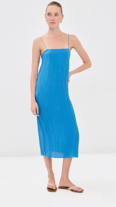 Tibi The Crinkle Slip Dress Bright Blue | Thumbnail 5 Tibi The Crinkle Slip Dress Bright Blue | Thumbnail 5