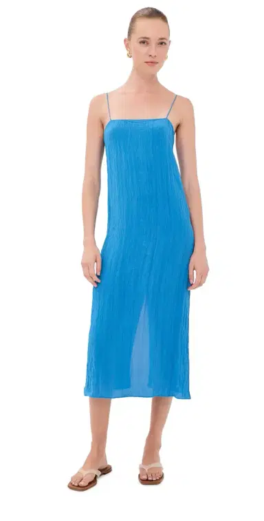 Tibi The Crinkle Slip Dress Bright Blue | Thumbnail 1 Tibi The Crinkle Slip Dress Bright Blue | Thumbnail 1