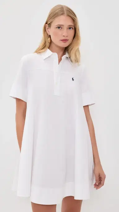 Polo Ralph Lauren Super Poplin Collared Short Sleeve Dress White 2 | Thumbnail 2