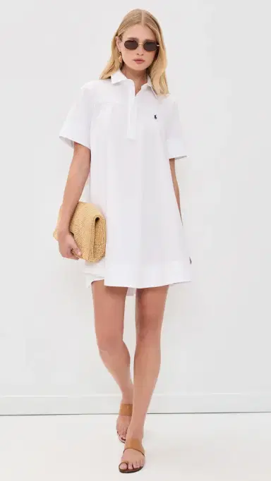 Polo Ralph Lauren Super Poplin Collared Short Sleeve Dress White 2 | Thumbnail 5