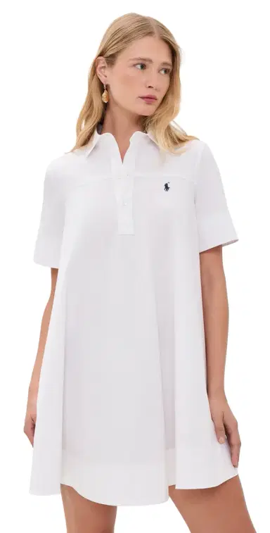 Polo Ralph Lauren Super Poplin Collared Short Sleeve Dress White 2 | Thumbnail 1
