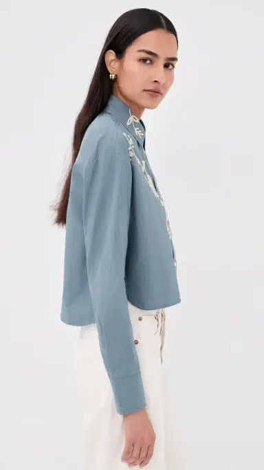 Veronica Beard Aderes Shirt Blue Steel | Thumbnail 4 Veronica Beard Aderes Shirt Blue Steel | Thumbnail 4