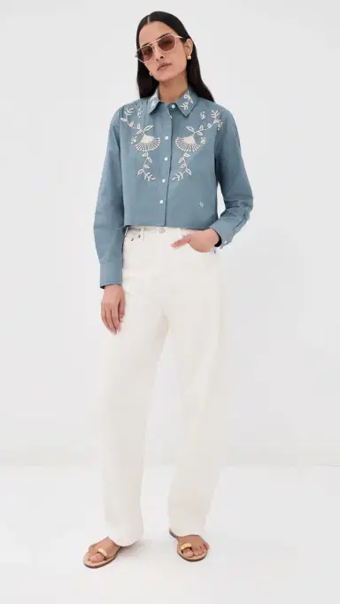 Veronica Beard Aderes Shirt Blue Steel | Thumbnail 5 Veronica Beard Aderes Shirt Blue Steel | Thumbnail 5