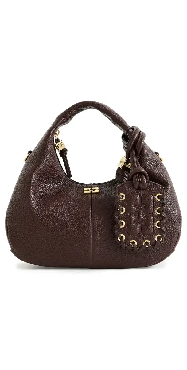 GANNI Hobo Mini Grained Bag Chicory Coffee One Size