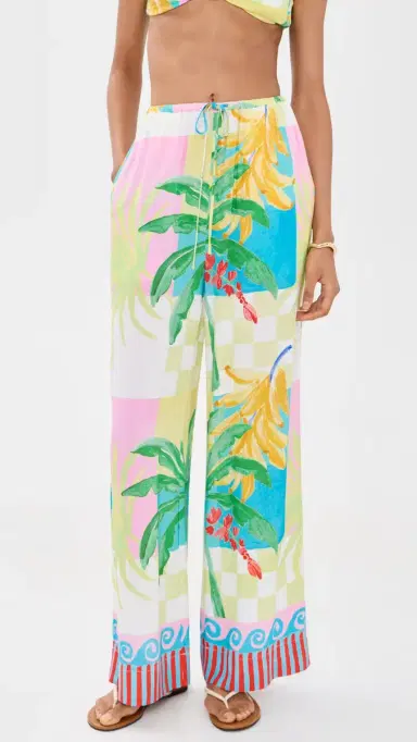 MINKPINK Palmira Drawstring Pants Vacation Palms L | Thumbnail 2