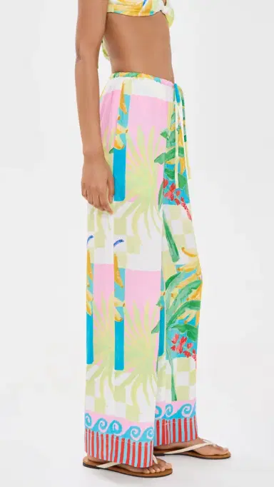 MINKPINK Palmira Drawstring Pants Vacation Palms L | Thumbnail 4