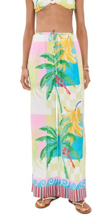 MINKPINK Palmira Drawstring Pants Vacation Palms L | Thumbnail 1