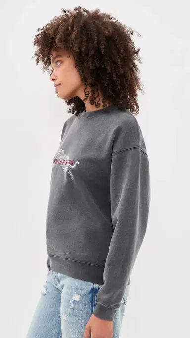 Anine Bing Spencer Leopard Sweatshirt Washed Black | Thumbnail 4