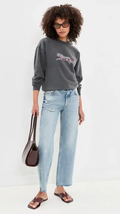 Anine Bing Spencer Leopard Sweatshirt Washed Black | Thumbnail 5