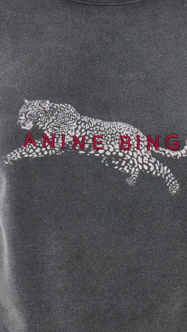 Anine Bing Spencer Leopard Sweatshirt Washed Black | Thumbnail 6