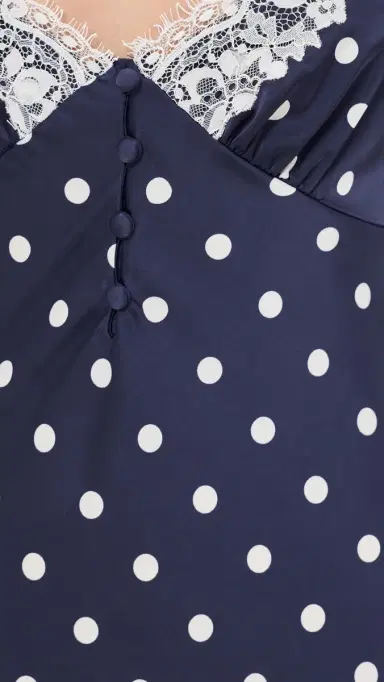 Self-Portrait Navy Polka Dot Satin Mini Dress Navy | Thumbnail 6