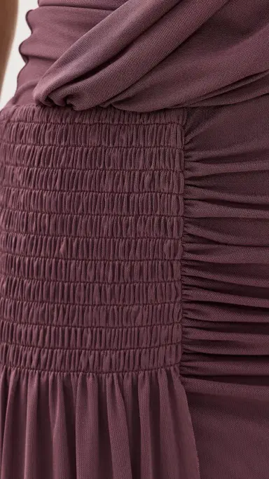 Bec & Bridge Marabou Halter Maxi Dress Aubergine | Thumbnail 6