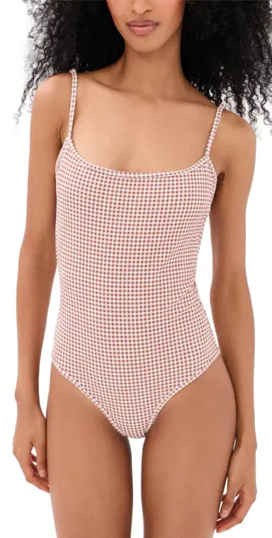 Hill House Home The Emerson One Piece Rust Gingham L | Thumbnail 1